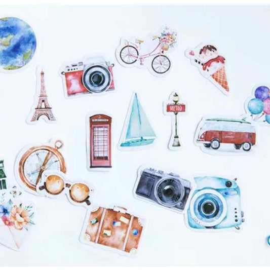 Cajita de 46 Stickers "Travel Background ”