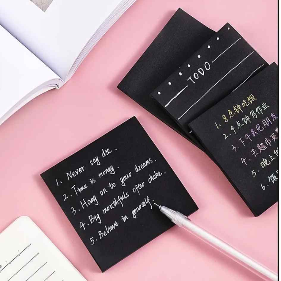 Pack x 6 Sticky Notes "Total Black"