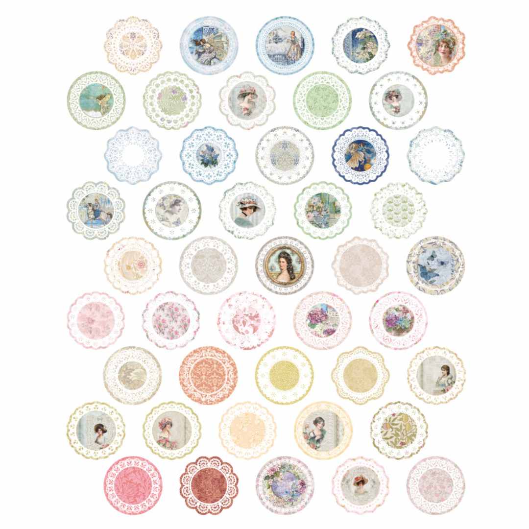 Cajita de 45 Stickers "Round Lace”