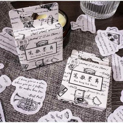 Cajita de 45 Stickers "Pen Song Ink Dance"