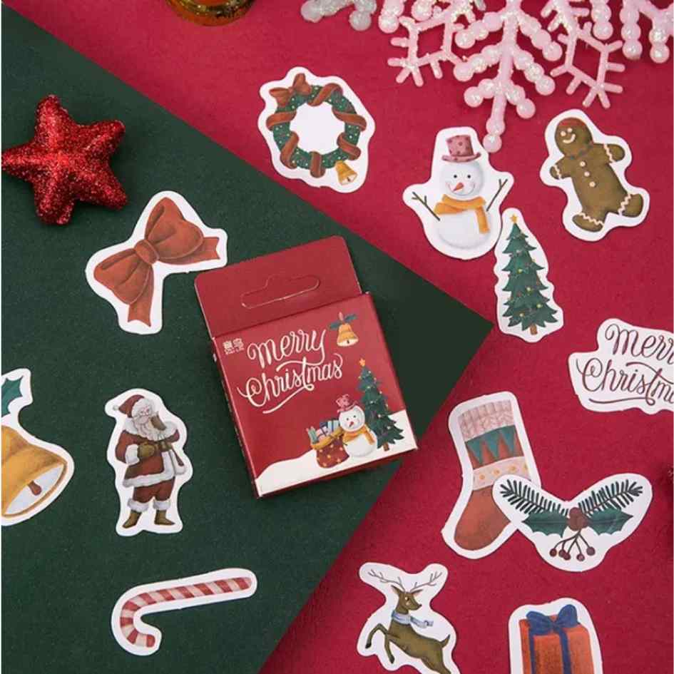 Cajita de 45 Stickers "Merry Christmas"