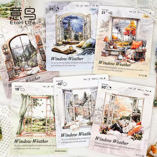 Colección Stickers PET “4 Estaciones en mi Ventana”