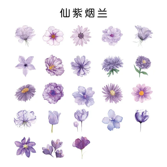 Cajita de 46 Stickers "Purple Flowers ”