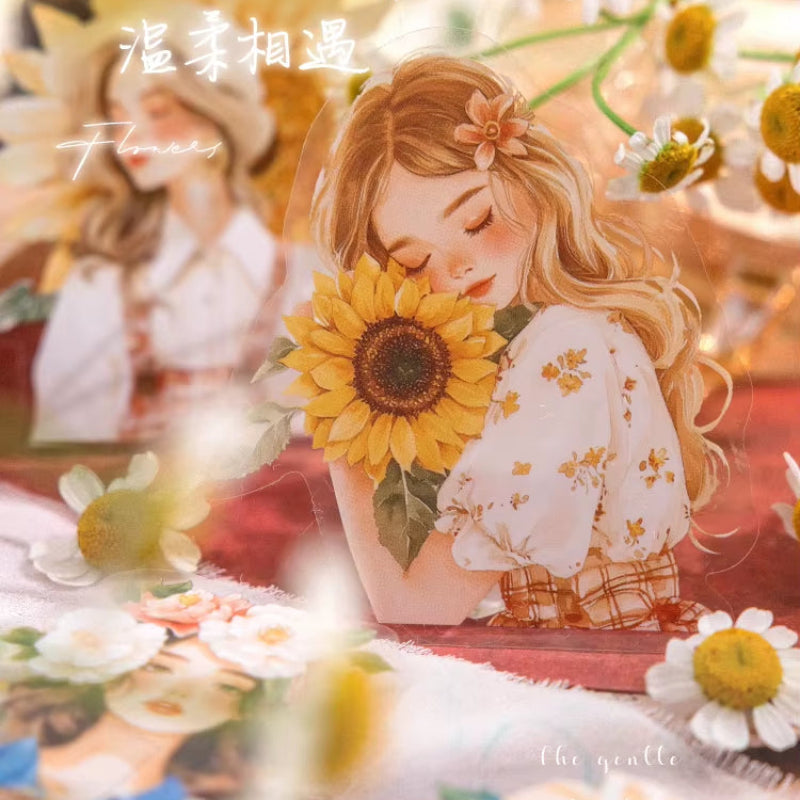 Stickers PET "Gilr Amidst Flower"