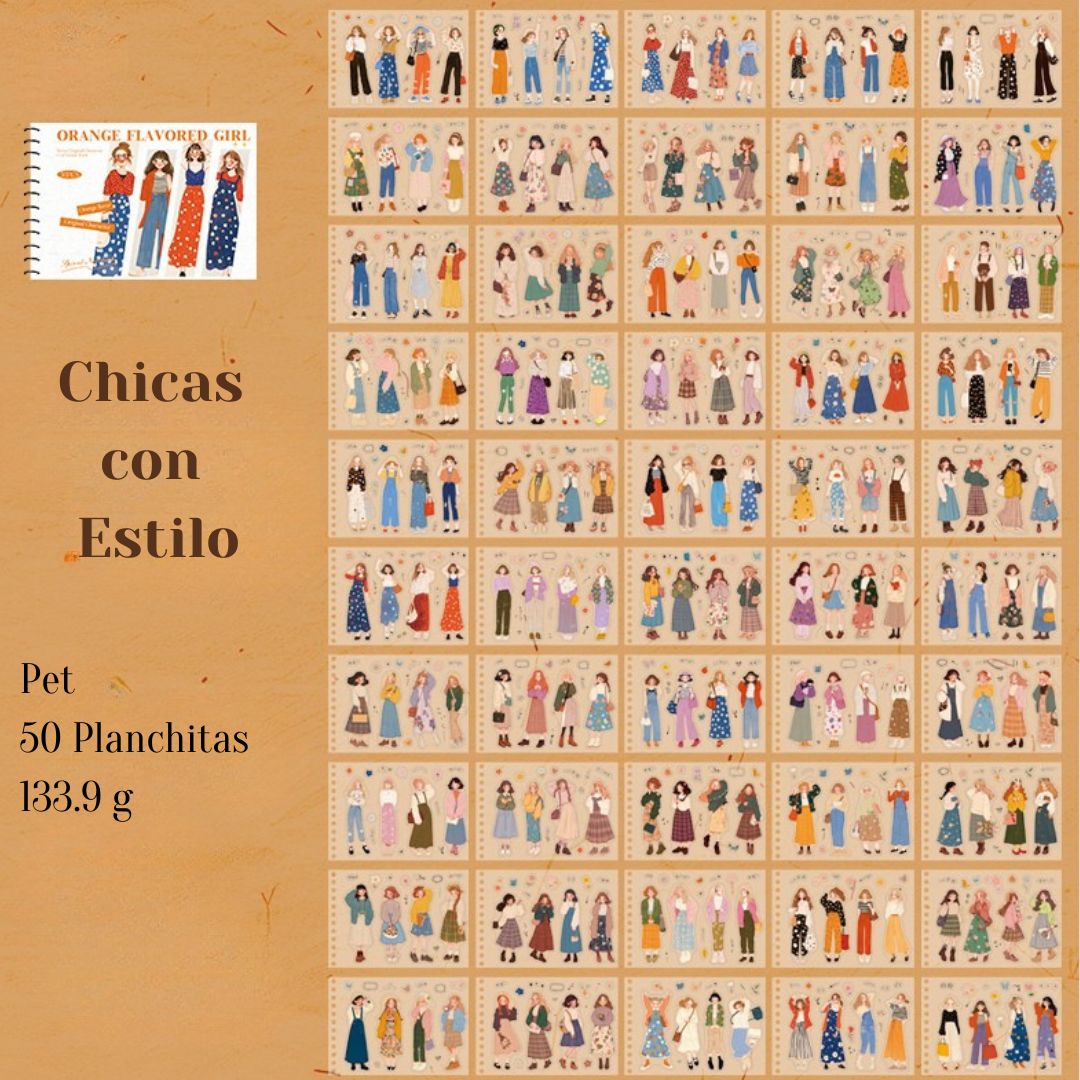 Libro de Stickers PET “Chicas con Estilo” 🧡✨