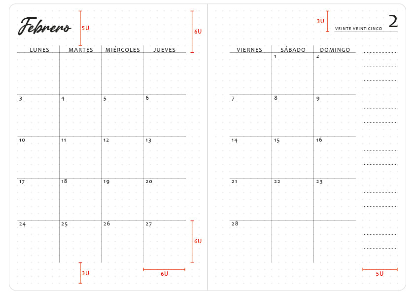 Plantilla Planner Mensual Febrero 2025