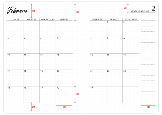 Plantilla Planner Mensual Febrero 2025