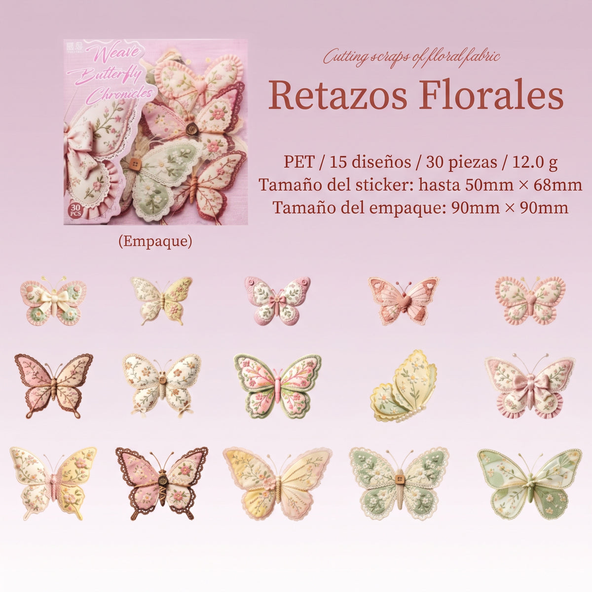 Stickers PET "Mariposas Bordadas"
