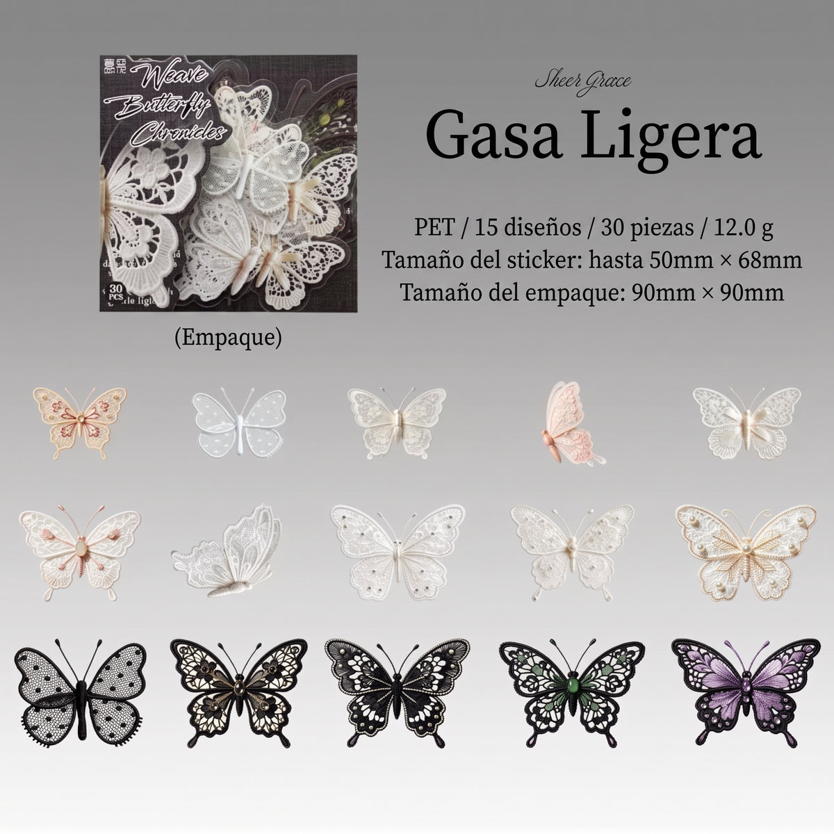 Stickers PET "Mariposas Bordadas"