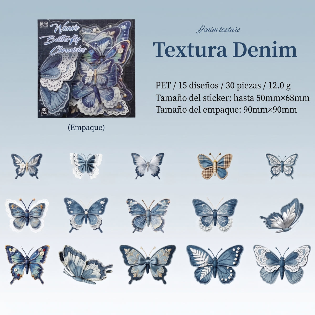 Stickers PET "Mariposas Bordadas"