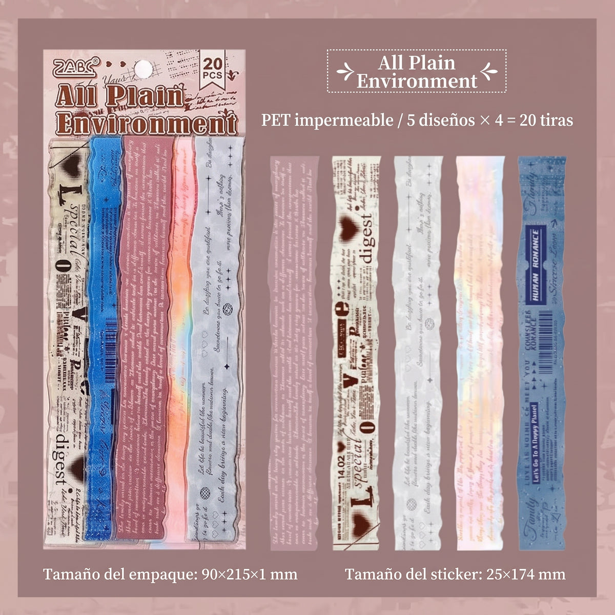 Stickers PET en tiras "Poesía Vintage"