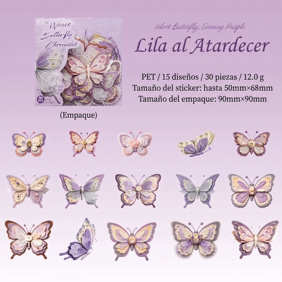 Stickers PET "Mariposas Bordadas"