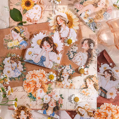 Stickers PET "Gilr Amidst Flower"