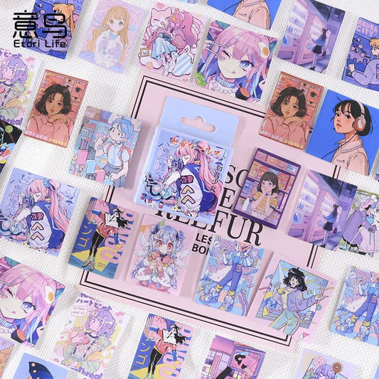 Cajita de 46 Stickers "Chicas Kawaii”