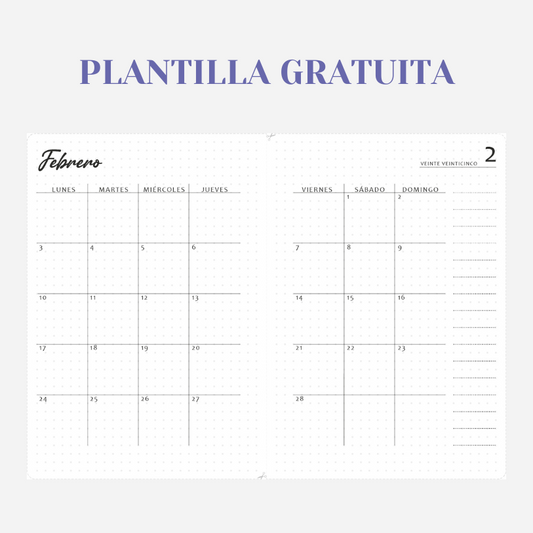 Plantilla Planner Mensual Febrero 2025