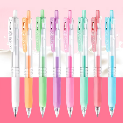 Zebra Sarasa Clip Milk · Set x8 Lapiceros Pastel