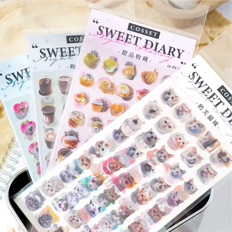 Sticker PET x 6 planchitas "Sweet Diary"