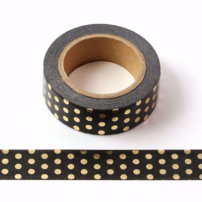 Cinta Washitape 15mmx10m "Golden Dots" con foil dorado