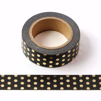 Cinta Washitape 15mmx10m "Golden Dots" con foil dorado