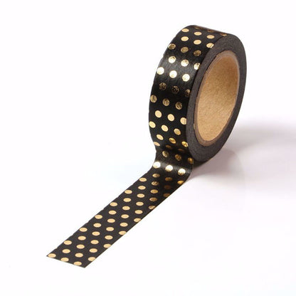 Cinta Washitape 15mmx10m "Golden Dots" con foil dorado