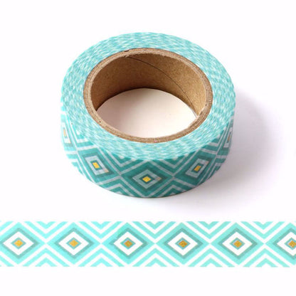 Cinta Washitape "Geometric", con foil dorado 15mmx10m