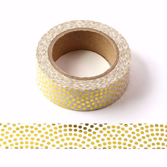 Cinta Washitape 15mmx10m "Tiny Gold Dots" con foil dorado.