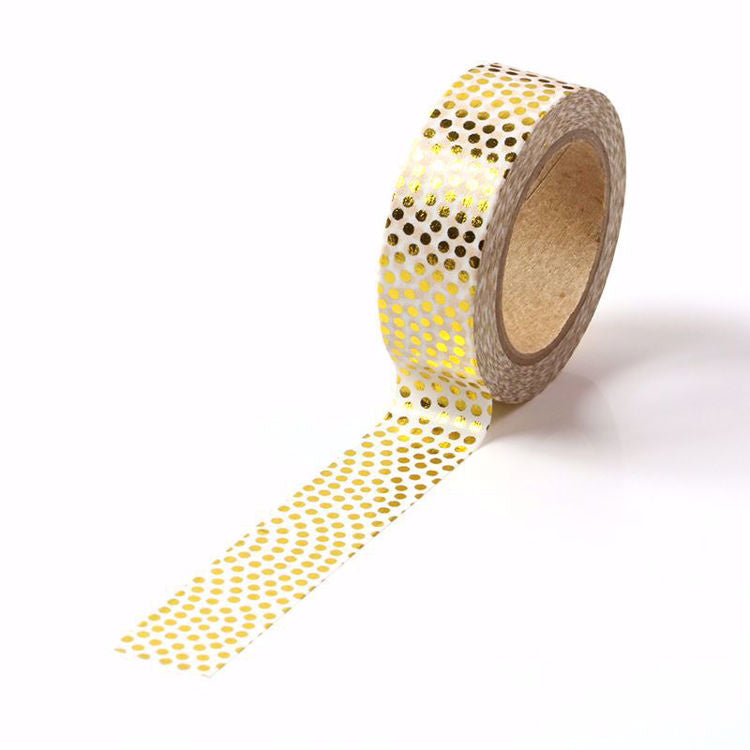 Cinta Washitape 15mmx10m "Tiny Gold Dots" con foil dorado.