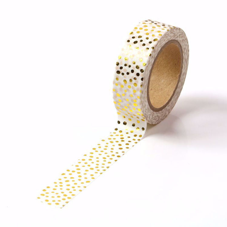 Cinta Washitape 15mmx10m "Pop Corn Dots" con foil dorado