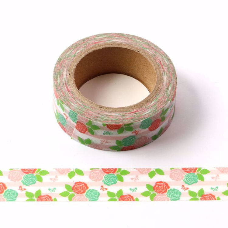 Cinta Washitape "Ramo de rosas", 15mmx10m