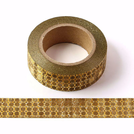 Cinta Washitape 15mmx10m "Golden Honeycomb", con glitter y textura