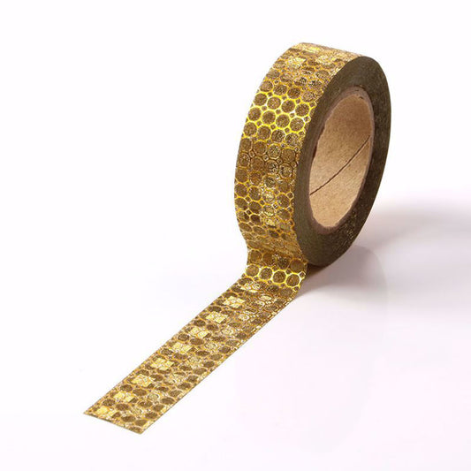 Cinta Washitape 15mmx10m "Golden Honeycomb", con glitter y textura