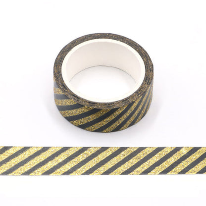 Cinta Washitape 15mmx3m "Cross Grain Sparkle" con Glitter dorado