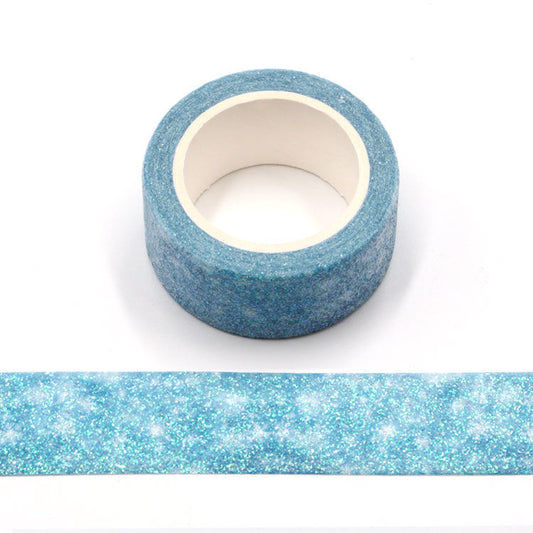 Cinta Washitape "Blue Sparkle Glitter", texturado Glitter