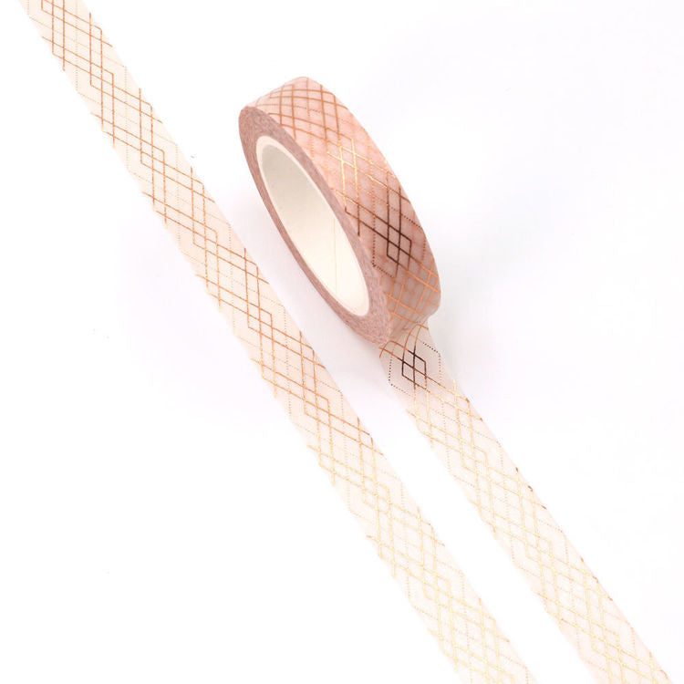 Cinta Washitape 10mmx10m "Grid Lines" con foil bronce