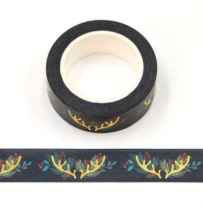 Cinta Washitape x 10 metros “Rudolph’s Antlers”, con aplicaciones de foil dorado