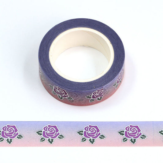 Cinta Washitape 15mmx10 "Violet Roses" con aplicaciones de foil holo