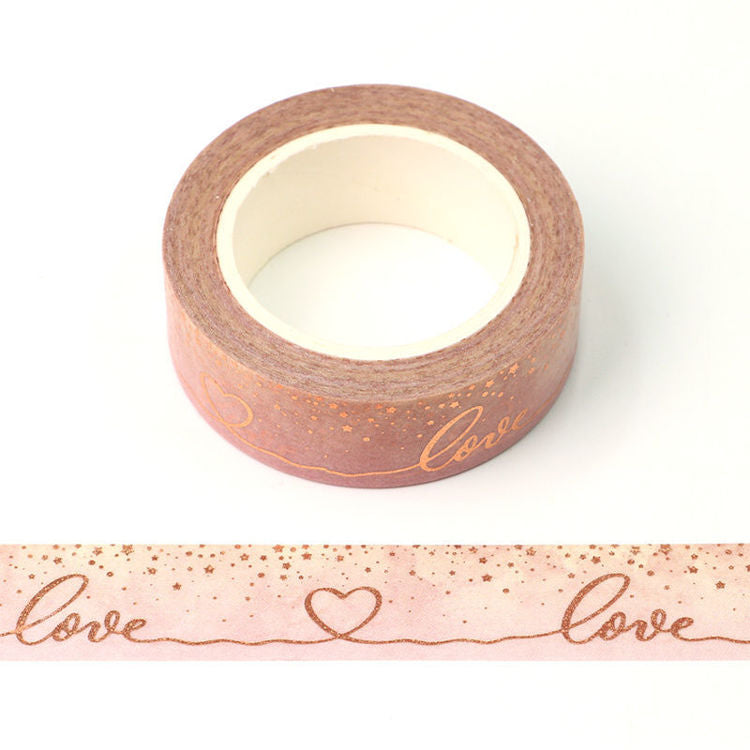 Cinta Washitape 15mmx10m "Love" con Foil Rose Gold