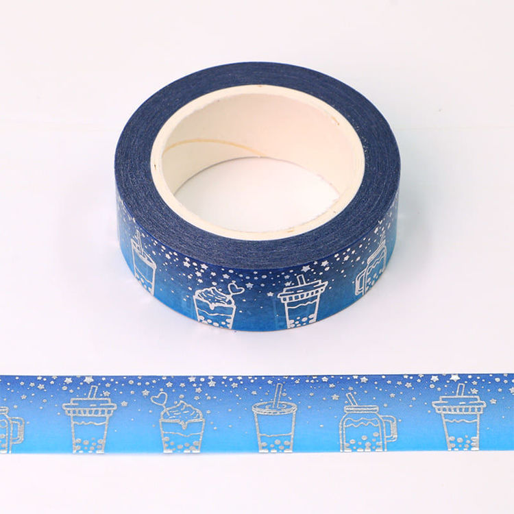 Cinta Washitape 15mmx10m "Midnight Coffee" con foil plata