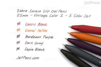 Zebra Sarasa Clip Vintage Set 2 · x5 Lapiceros Tonos Cálidos