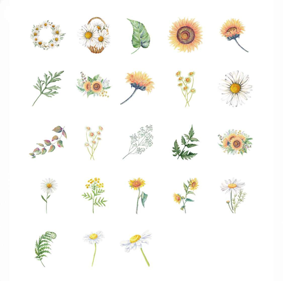 Cajita de 46 Stickers “Margaritas y Flores”