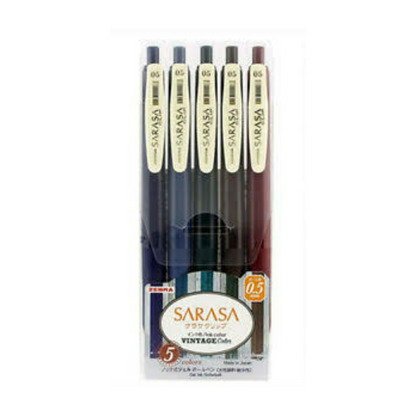 Zebra Sarasa Clip Vintage Set 1 · x5 Lapiceros Tonos Fríos