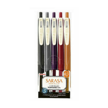 Zebra Sarasa Clip Vintage Set 2 · x5 Lapiceros Tonos Cálidos