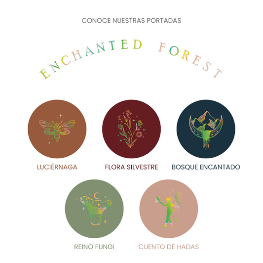 Libretas 160gsm Puntos, colección “Enchanted Forest”