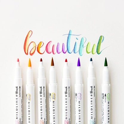 Mildliners con punta pincel flexible ideal para detalles en caligrafía y subrayado.