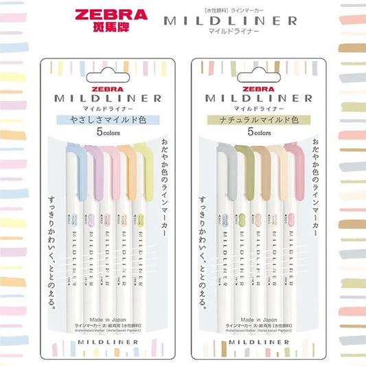 Resaltadores Mildliners Gentle y Natural Mild, tonos suaves y naturales ideales para subrayar, organizar y dar un toque sutil a tus notas y proyecto.