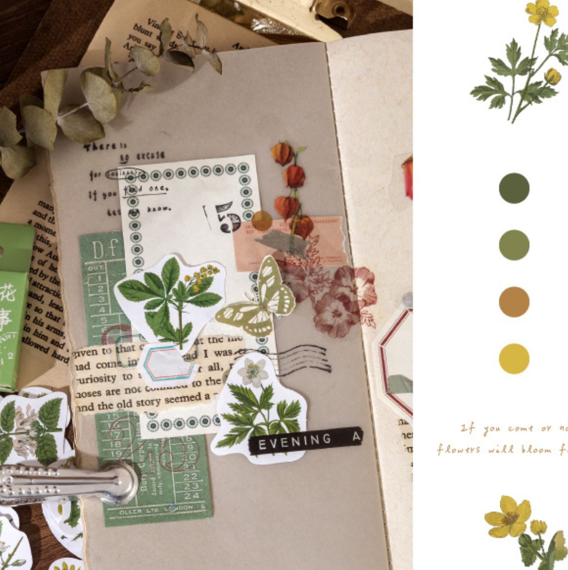 Cajita de 46 Stickers "Plants and Flowers ”