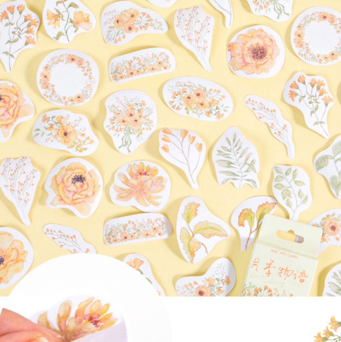 Cajita de 46 Stickers "Flores Amarillas”