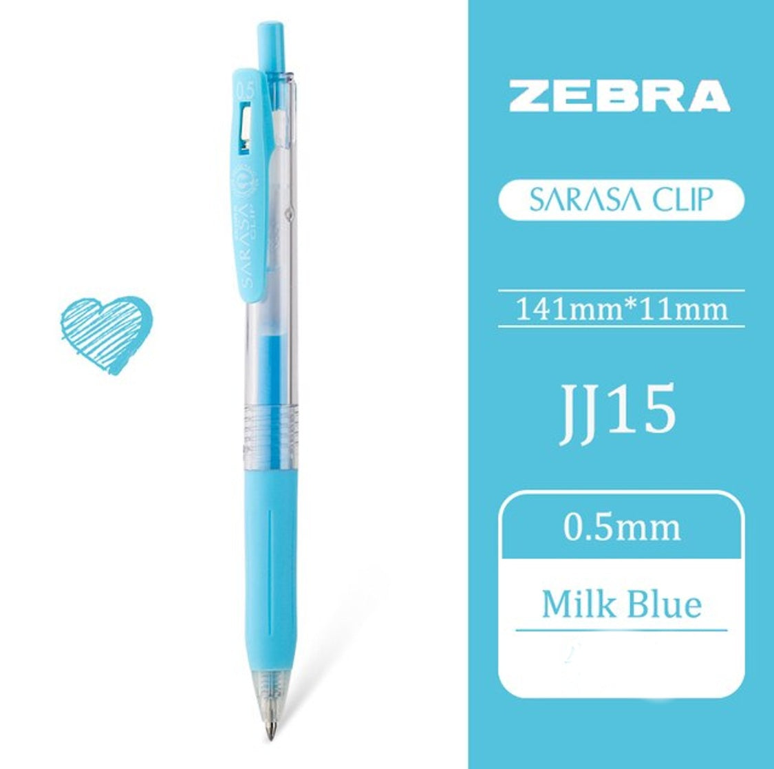Sarasa Clip Gel Pen 0.5mm, Milk Blue