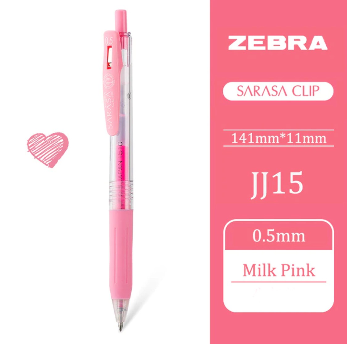 Sarasa Clip Gel Pen 0.5mm, Milk Pink
