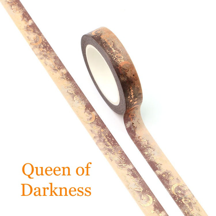 Cinta Washitape x 10m "Queen Of Darkness" con Foil Bronce